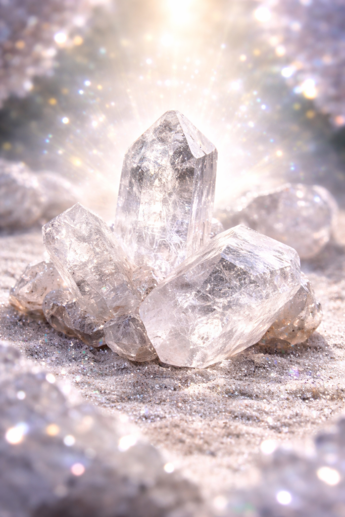 cristal de roche en. lithothérapie clarté énergie et équilibre